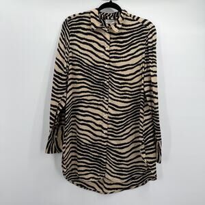By Malene Birger Shirt Womens Medium Beige Black Likarah Silk Blend Zebra Print